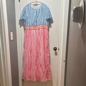 OLIPHANT Colorblock stripe midi dress